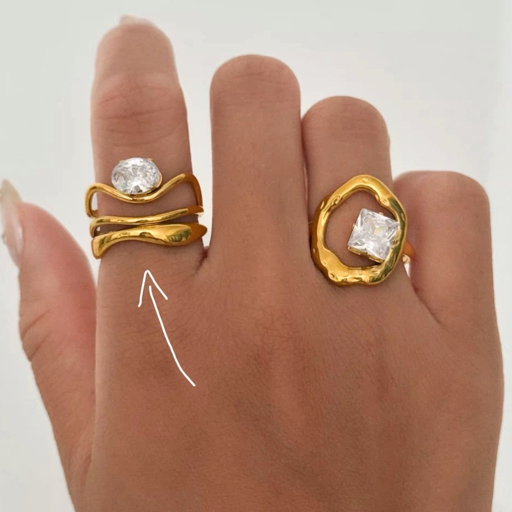 18K Gold Plated Adjustable Cubic Zirconia Ring